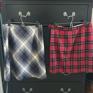 2 Brooks Brothers Plaid Skirts - Red/Black & Blue/Cream Size 6